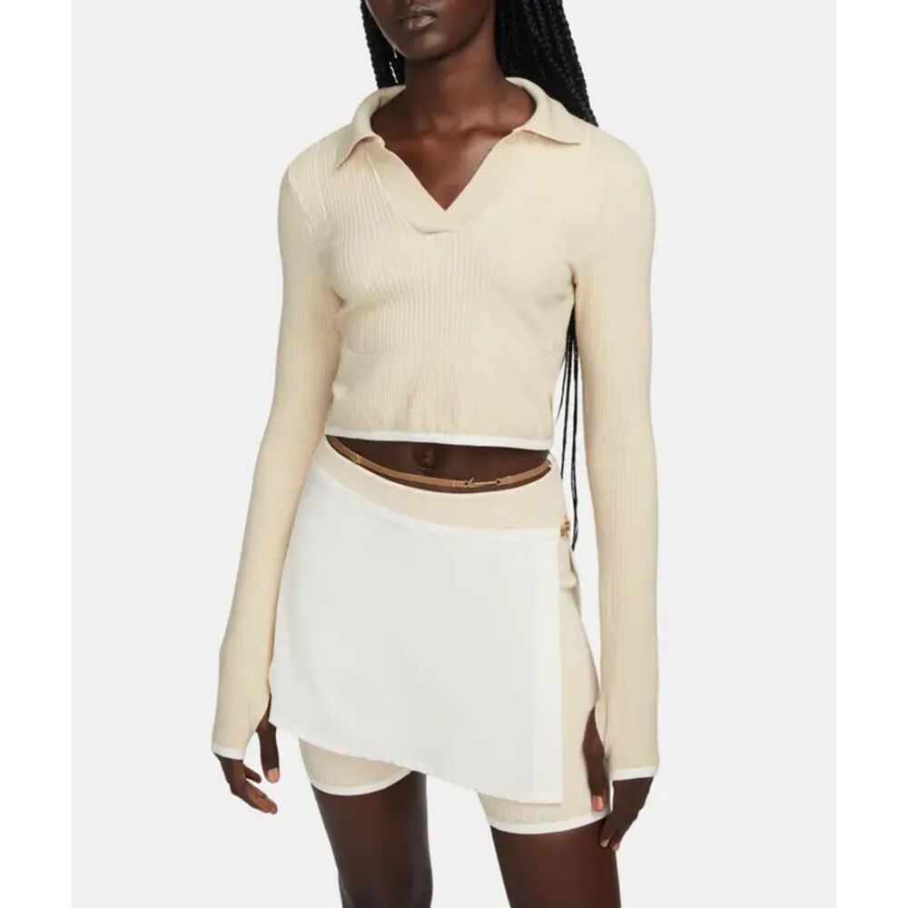 Jacquemus x Nike Le Polo Open back polo top size Large Cream Tan Sold Out - Picture 3 of 7